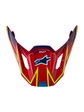 Alpinestars S-M7 Cast Visier, Motocross-Ersatzteil für MX-Helme, glänzend Rot mit neongelben und blauen Grafiken, offizielles Alpinestars Helmzubehör.