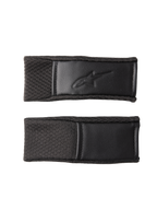 Alpinestars S-M7 Kinnriemen-Abdeckungsset, Schwarz, Ersatz-Helmriemenabdeckungen mit strukturiertem Griffmuster und geprägtem Logo, genähte Kanten, Motocross-Helmzubehör