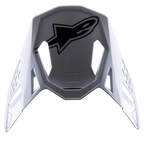 Alpinestars S-M8 Factory Visier, Ersatz-Helmschirm für Motocross-Helme, Weiß mit schwarzem Alpinestars-Logo, glänzende Oberfläche, aerodynamisches Design mit Belüftungsausschnitten