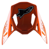 Alpinestars S-M8 Factory Visier, Motocross-Helm-Zubehör, Glänzend Orange mit großem schwarz-weißem Alpinestars-Logo, aerodynamische Belüftungsausschnitte, Ersatz-Helmschirm für Supertech M8 Helme