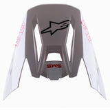 Alpinestars S-M5 Bond White Red Glossy Visor, replacement motocross helmet peak, glossy white with red ASTARS and SM5 branding, black star logo, aerodynamic design for off-road racing