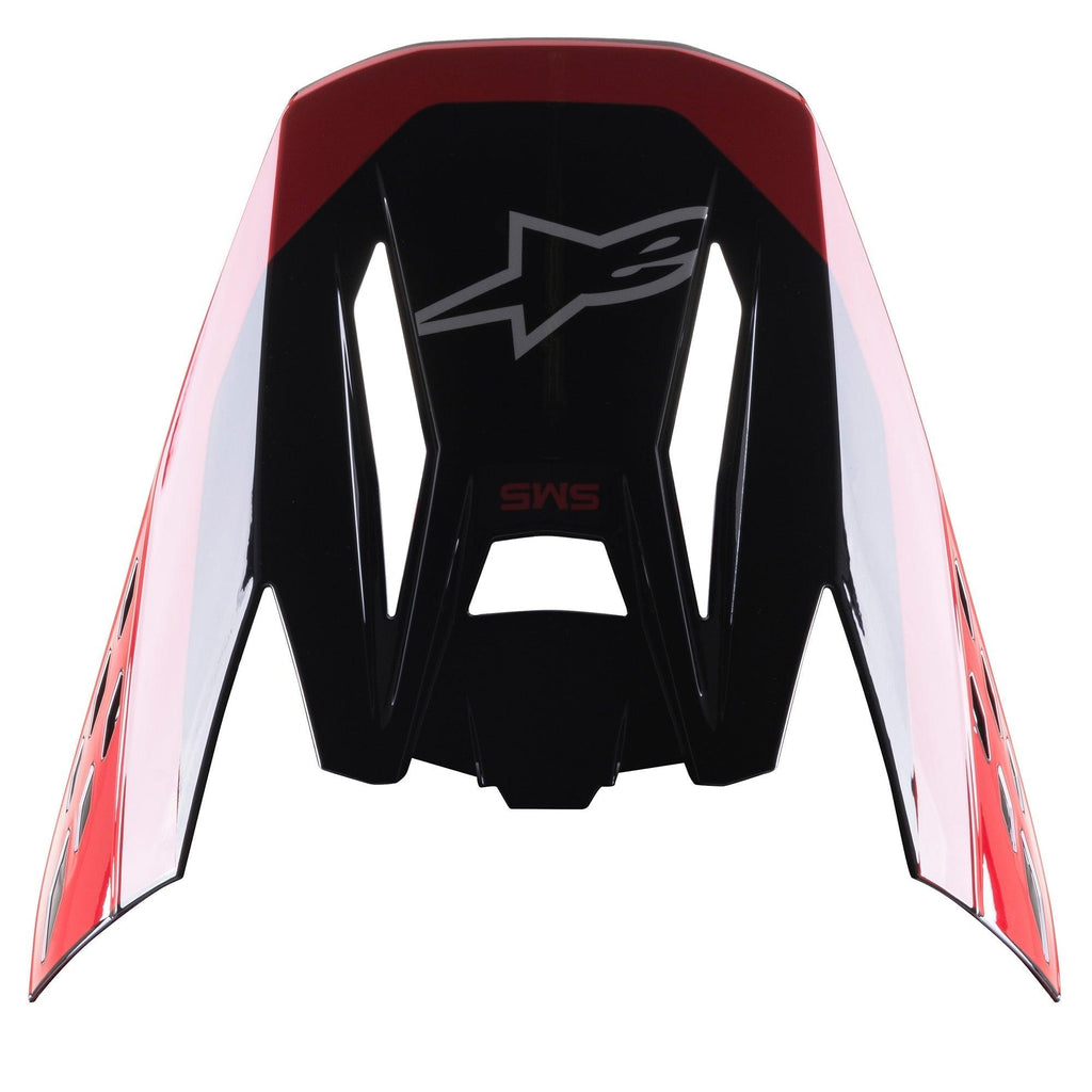 Alpinestars S-M5 Beam Visier, Motocross-Helm-Zubehör, Glänzendes Schwarz und Rot, mit grauem Stern-Logo und rotem SM5-Branding, Ersatzvisier für Offroad-Rennausrüstung