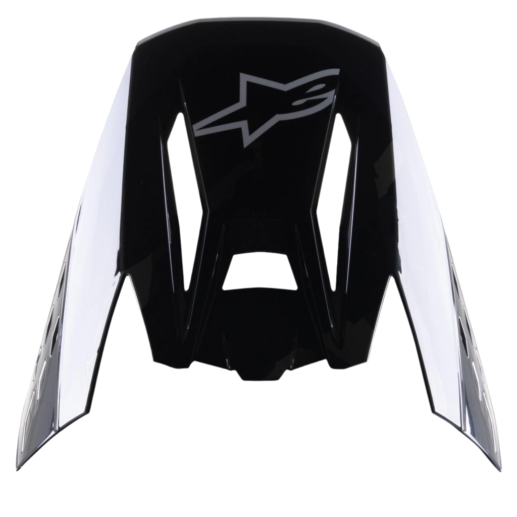 Alpinestars S-M5 Rover Visier, Motocross-Helm-Zubehör, Schwarz Anthrazit Camo Glänzend, glänzendes schwarzes Finish mit grauem Stern-Logo, aerodynamisches Design mit Aussparungen für den Luftstrom