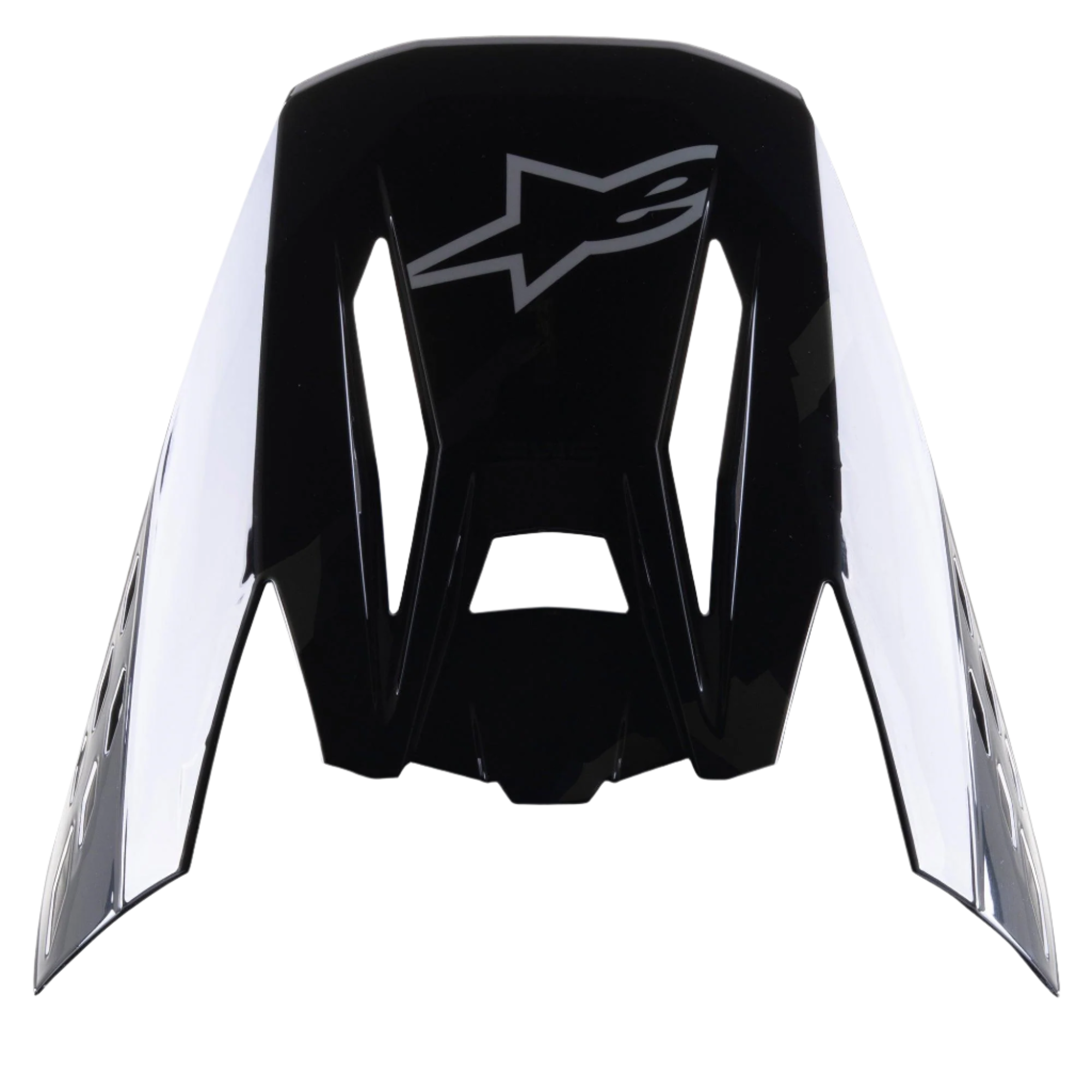 Alpinestars S-M5 Rover Visier, Motocross-Helm-Zubehör, Schwarz Anthrazit Camo Glänzend, glänzendes schwarzes Finish mit grauem Stern-Logo, aerodynamisches Design mit Aussparungen für den Luftstrom