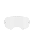 Alpinestars Supertech Clear Lens, replacement motocross goggle lens, transparent impact-resistant polycarbonate, "ONE GOAL. ONE VISION." text on top and small logo detail, features side mounting points for tear-offs