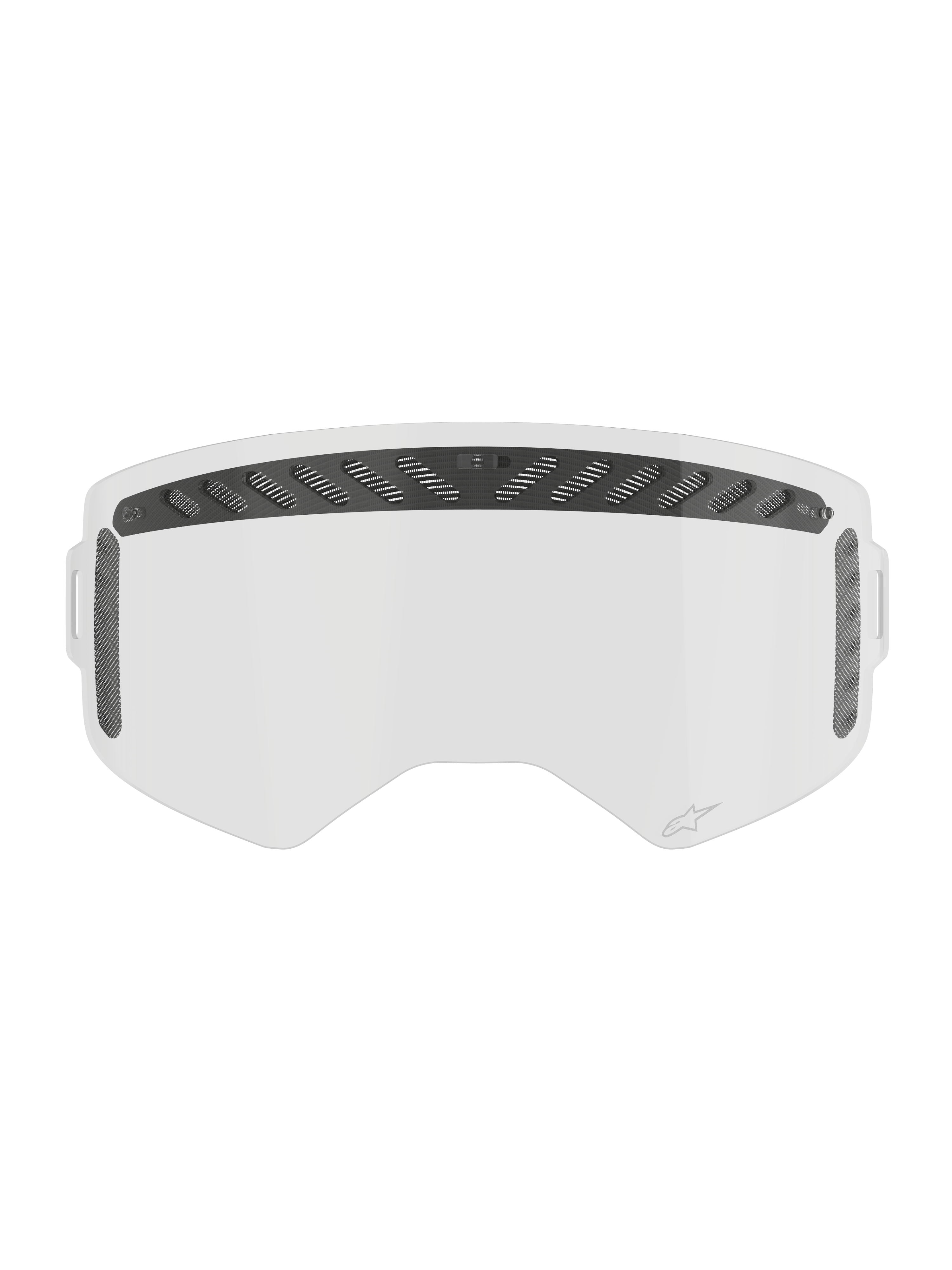 Alpinestars Supertech Modulator Vented Linse, Motocross-Brillen-Ersatzlinse, Klar und Schwarz, belüftete Absolute Vision™ Technologie, antibeschlagbeschichtet und schlagfest.