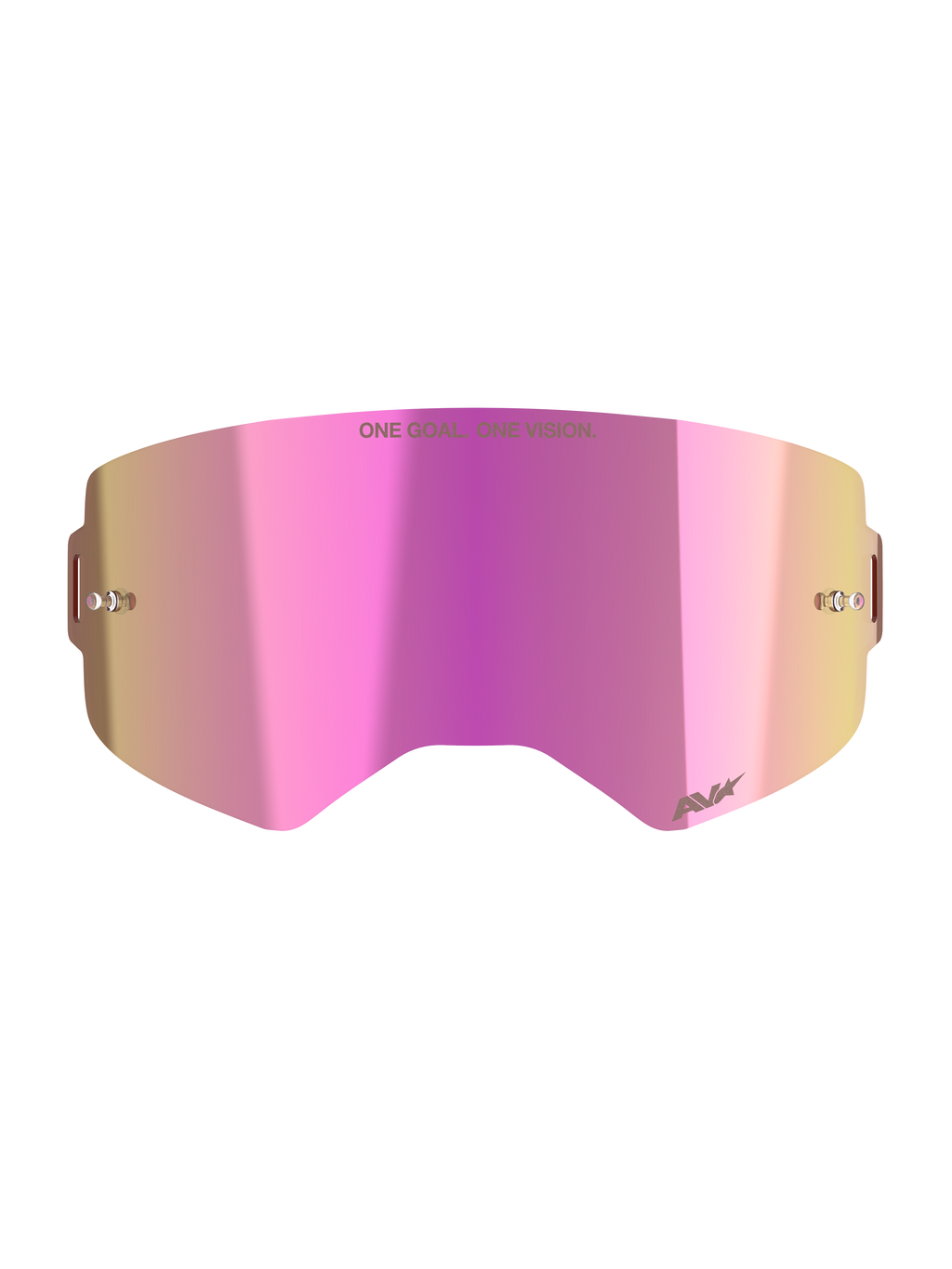 Alpinestars Supertech Mirror Pink Linse, Motocross-Schutzbrillenzubehör, Mirror Pink, Absolute Vision Technologie, Anti-Beschlag-Beschichtung, Tear-Off-Pfosten, Aufschrift ONE GOAL. ONE VISION.