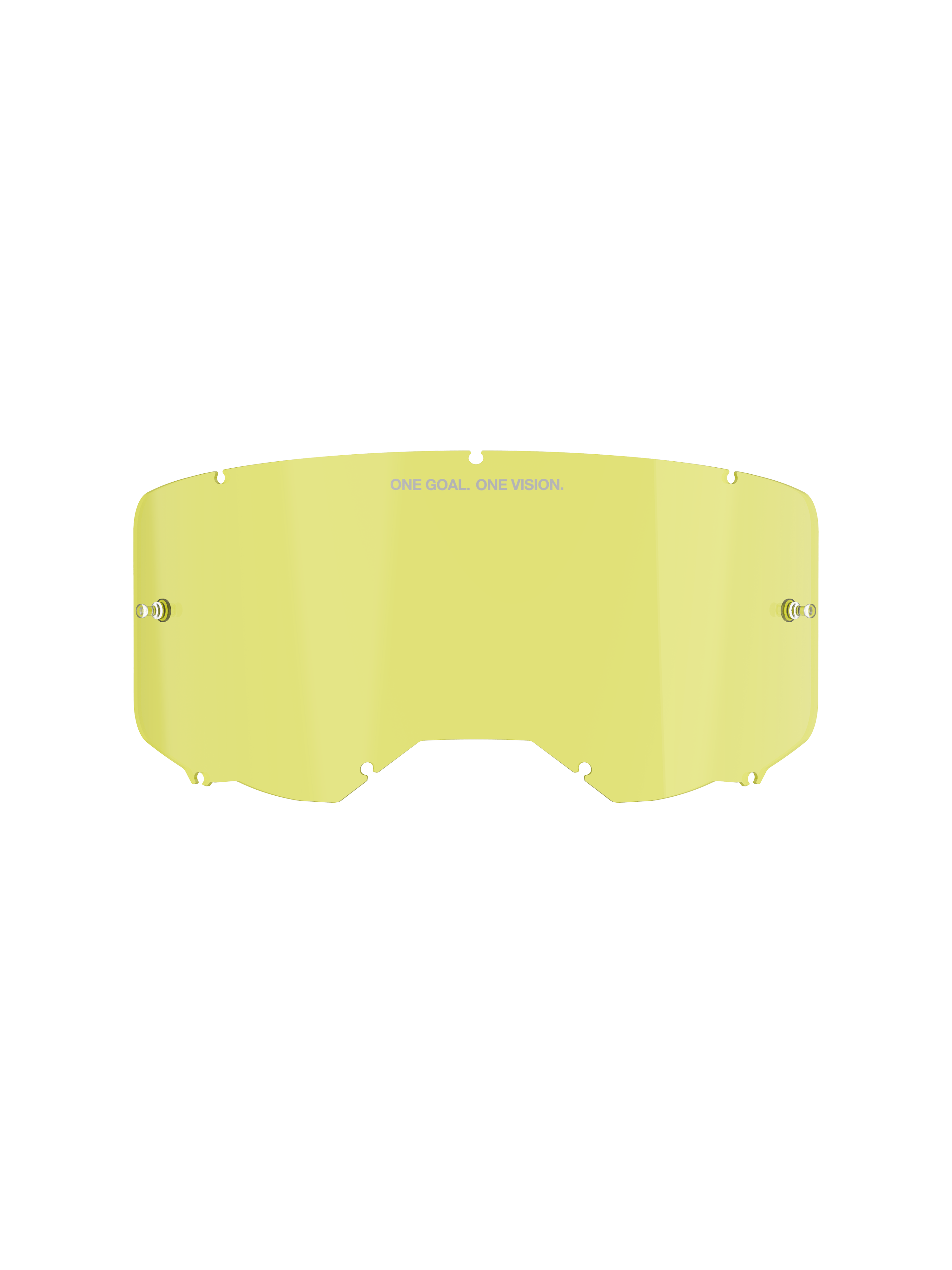 Alpinestars Vision 8-5-3 Replacement Goggle Lens, Yellow tint, polycarbonate construction with integrated tear-off posts, "ONE GOAL. ONE VISION." branding, seven-keyhole locking system, designed for motocross and off-road motorcycle goggles.