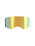 Alpinestars Vision 8-5-3 Spiegelscheibe, Motocross-Brillenzubehör, Mirror Gold, reflektierendes Metallic-Finish mit „ONE GOAL. ONE VISION.“ Text, integrierte Abreißstifte, Sieben-Schlüsselloch-Verriegelungssystem, hochklares Polycarbonat für Offroad-Rennsport