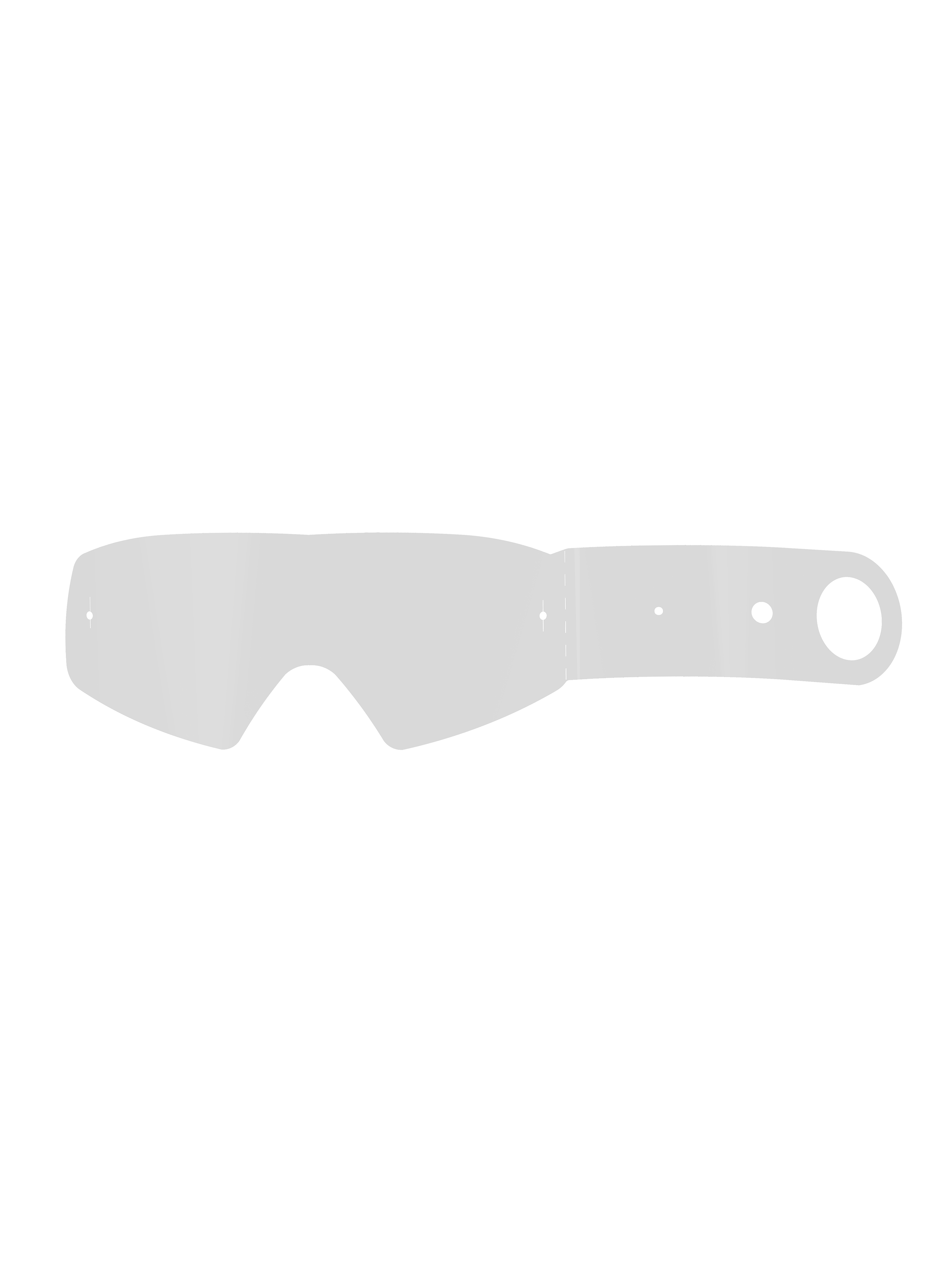 Alpinestars Vision Youth 8-5-3 Tear Off, Transparent Goggle Accessory, single clear polyester film with laser-cut edges, featuring alignment holes and an integrated pull tab with a finger loop for quick removal during off-road riding
