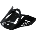 Alpinestars Supertech M10/M8 Visier, Motocross-Helmvisier, Glänzend Schwarz mit weißem Stern-Logo, aerodynamisches Design mit Belüftungsöffnungen
