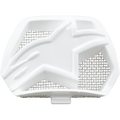 Alpinestars Supertech M10/M8 Helmet Chin Vent, White, replacement ventilation component featuring a star-shaped design and silver mesh grid backing, motorcycle helmet accessory