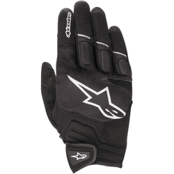Alpinestars Atom Handschuhe, leichte Motorradhandschuhe, Schwarz und Weiß, großes weißes Sternlogo auf dem Handrücken, Mesh-Einsätze zur Belüftung, gepolsterte Knöchel, sicherer Klettverschluss am Handgelenk