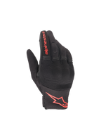 Alpinestars Copper Handschuhe, Urban Motorradhandschuhe für Herren, Schwarz und Rot, leichtes Textilgewebe mit verdecktem Hartschalen-Knöchelschutz und rotem Logo.