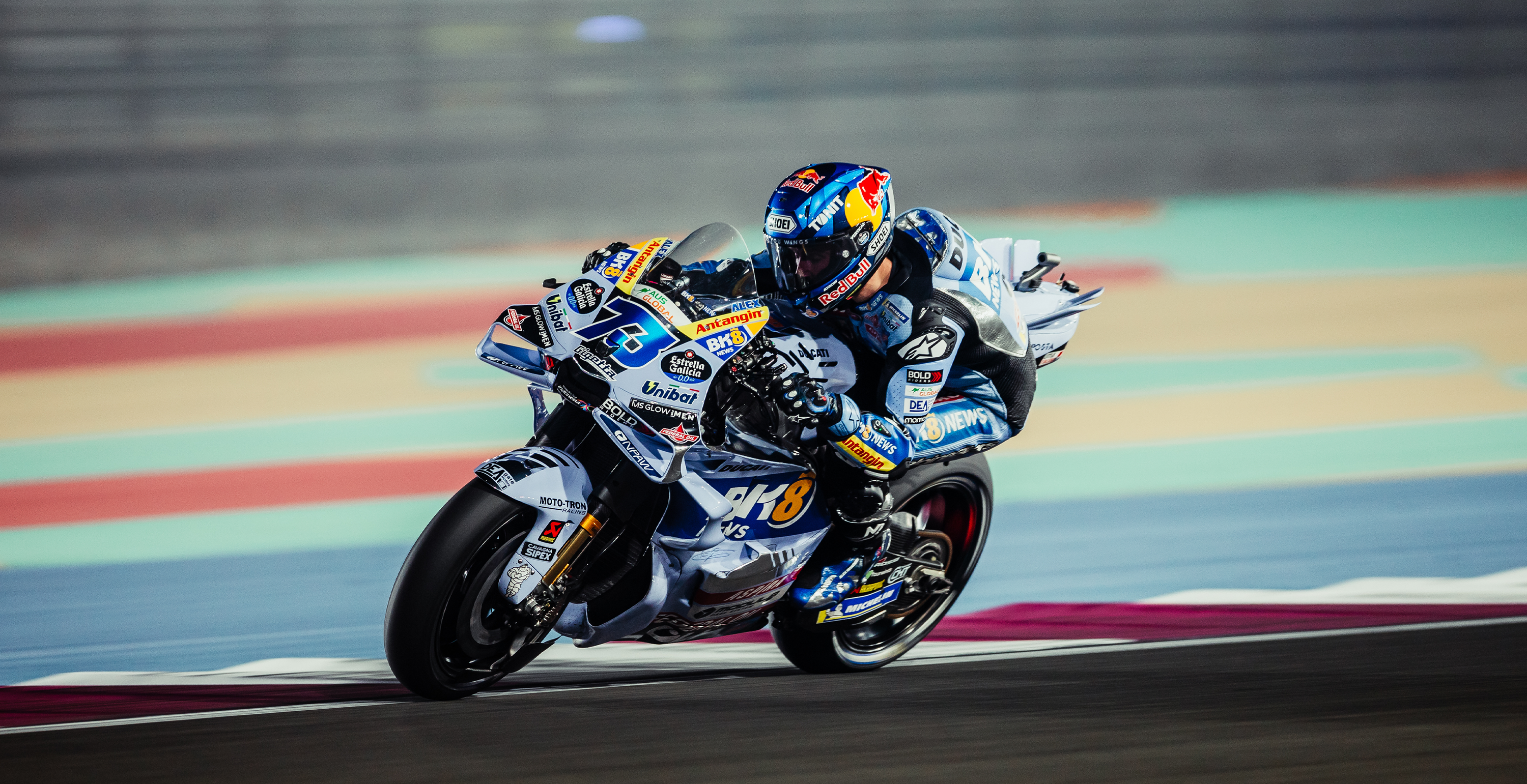 Alex Marquez riding at night