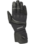 Alpinestars Jet Road Handschuhe, Schwarze Motorradhandschuhe, Wasserdichtes Gore-Tex, Leder- und Textilkonstruktion, Lange Stulpe, Verstärkter Knöchelschutz, Reflektierende Paspeln, Adventure-Touring-Ausrüstung