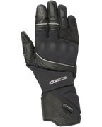 Alpinestars Jet Road Handschuhe, Schwarze Motorradhandschuhe, Wasserdichtes Gore-Tex, Leder- und Textilkonstruktion, Lange Stulpe, Verstärkter Knöchelschutz, Reflektierende Paspeln, Adventure-Touring-Ausrüstung