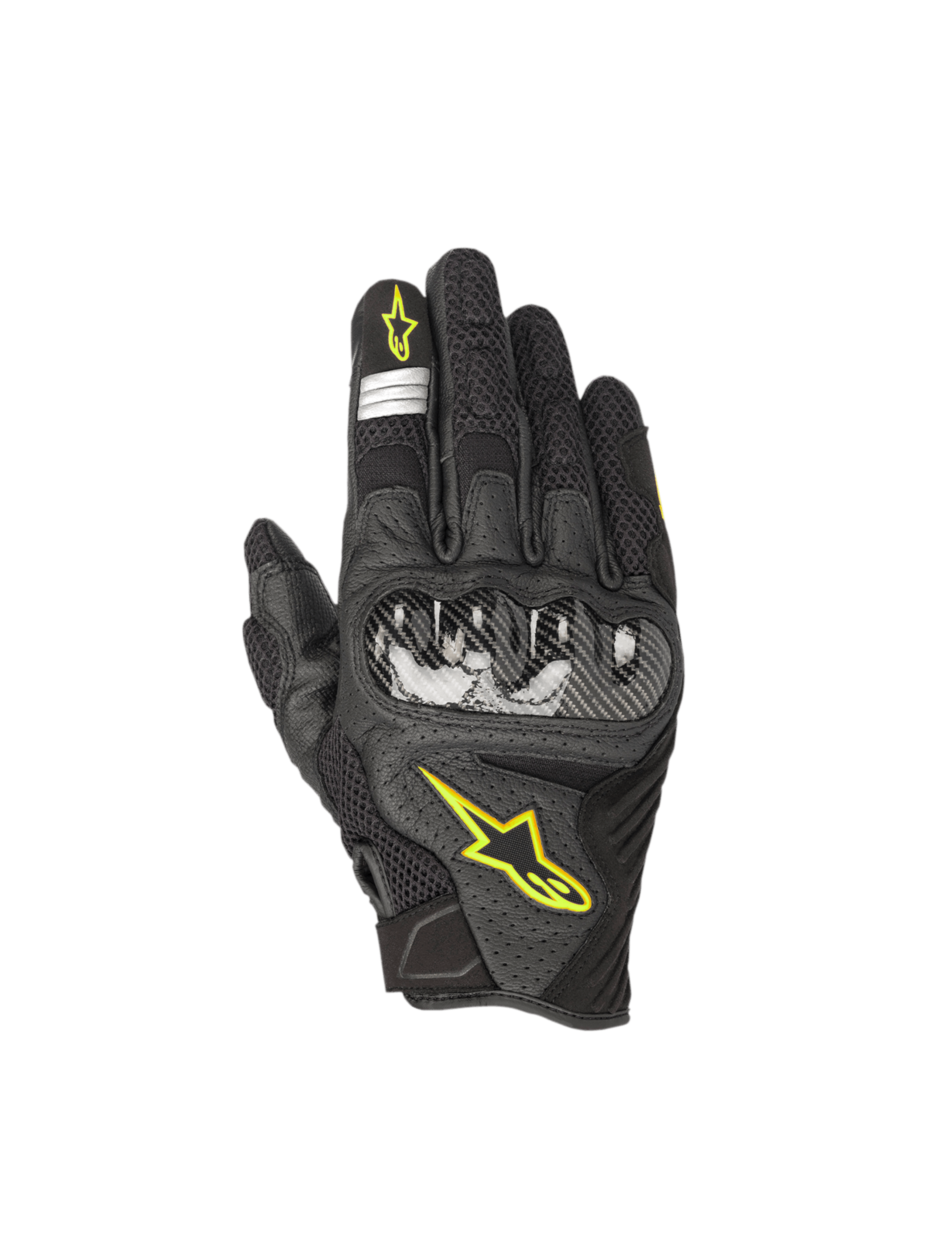 Alpinestars SMX-1 Air V2 Handschuhe, Herren-Motorradhandschuhe, Schwarz und Gelb Fluo, Leder und Mesh, CE-zertifiziert.