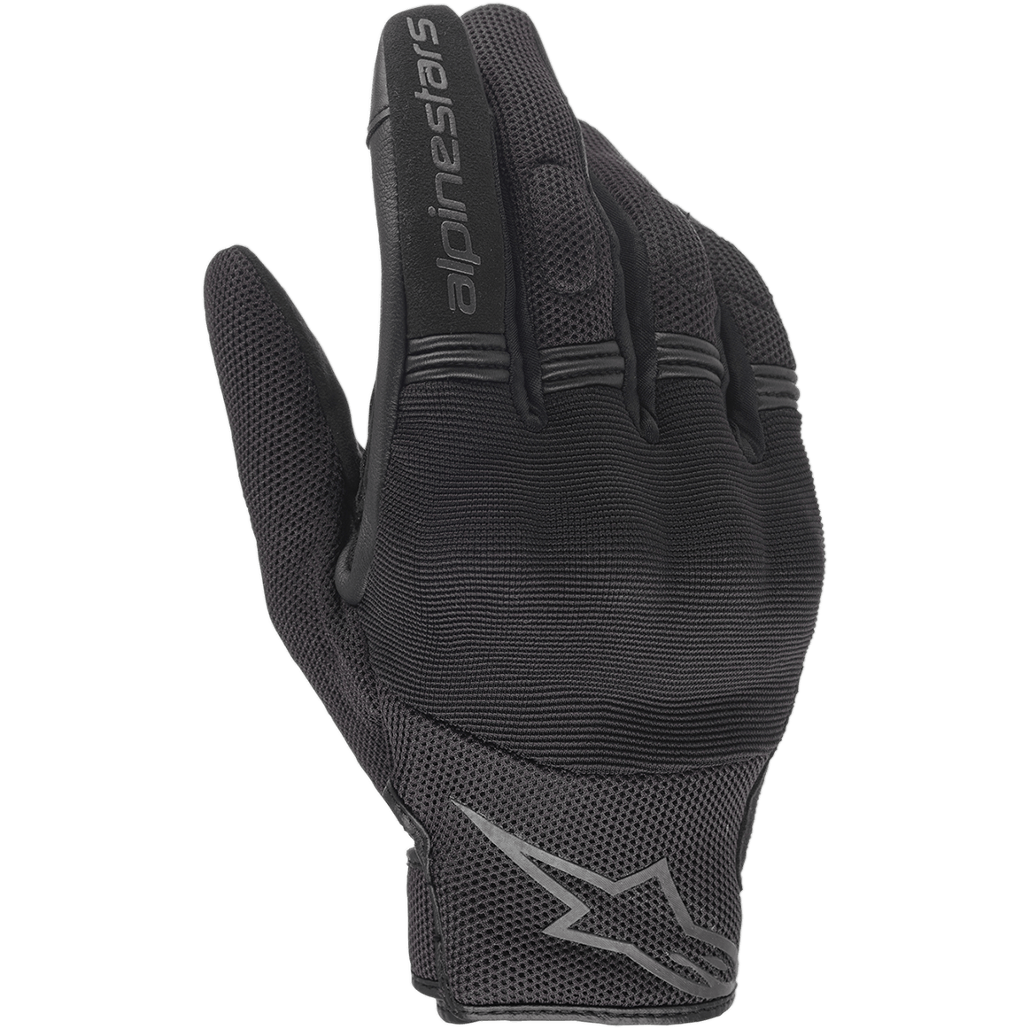 Alpinestars Copper Handschuhe, Schwarz, Urbane Motorradhandschuhe, mit atmungsaktiver Mesh- und Spandex-Konstruktion, Alpinestars-Schriftzug auf dem Zeigefinger, Stern-Logo am Handgelenk, flexible Akkordeon-Fingereinsätze