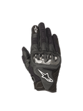 Alpinestars SMX-1 Air V2 Handschuhe, Motorradhandschuhe in Schwarz, aus Leder und Mesh mit Hartschalen-Knöchelschutz, CE-zertifiziert.