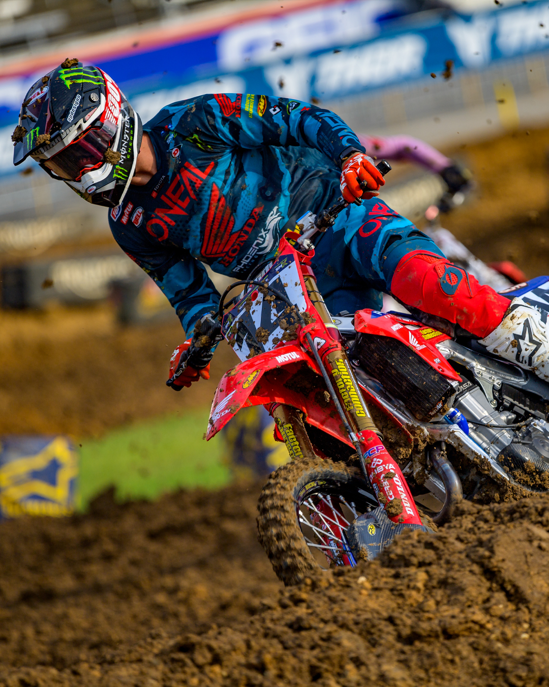 Dylan Ferrandis in action on a dirt track, wearing Alpinestars Tech 10 boots
