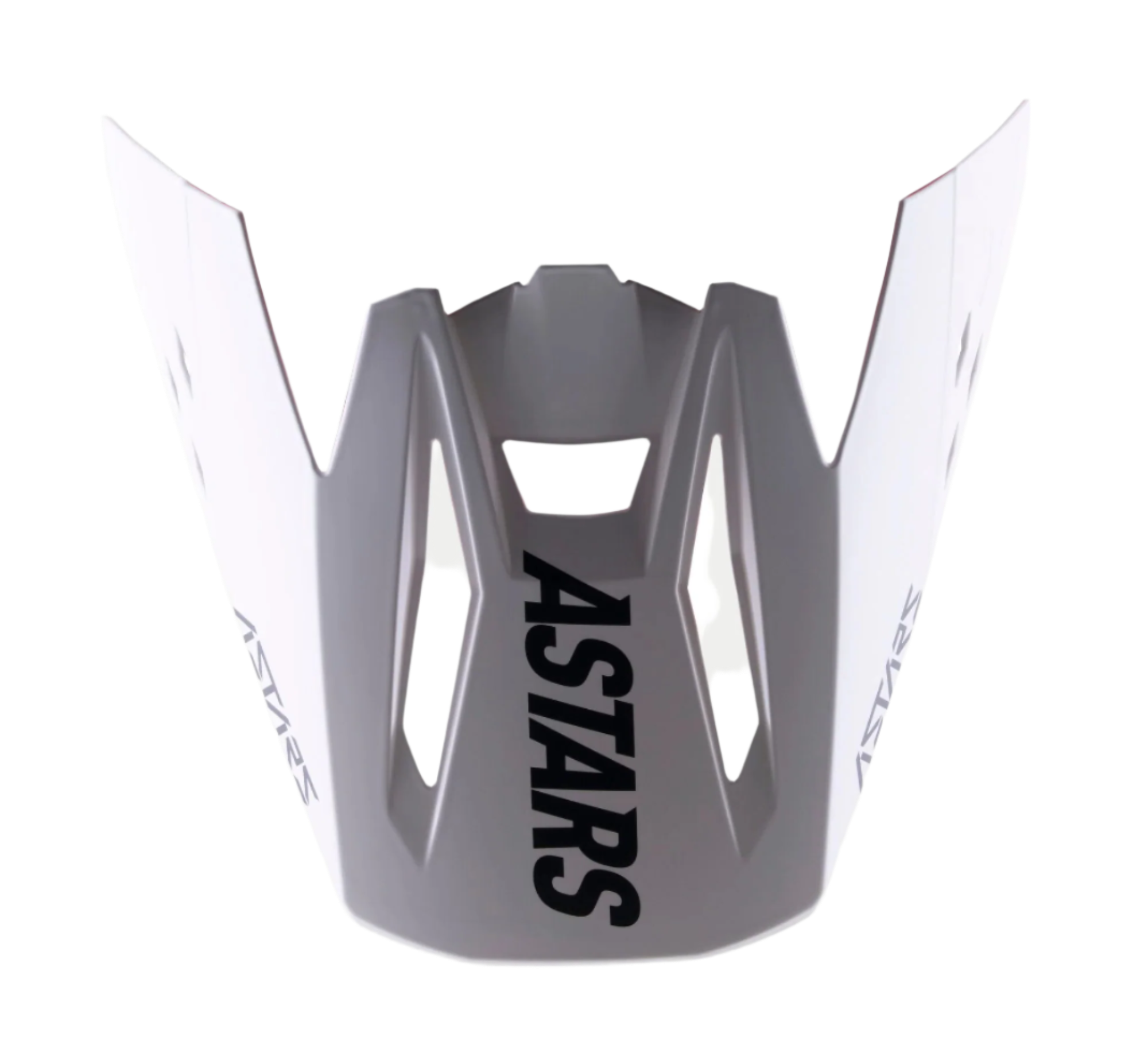 Alpinestars S-M5 Rayon Visier, Helmzubehör, Weiß Matt, markantes schwarzes ASTARS-Branding auf dem Schirm, aerodynamische Belüftungsausschnitte, präzisionsgeformte Kunststoffkonstruktion für SM5 Motocross-Helme