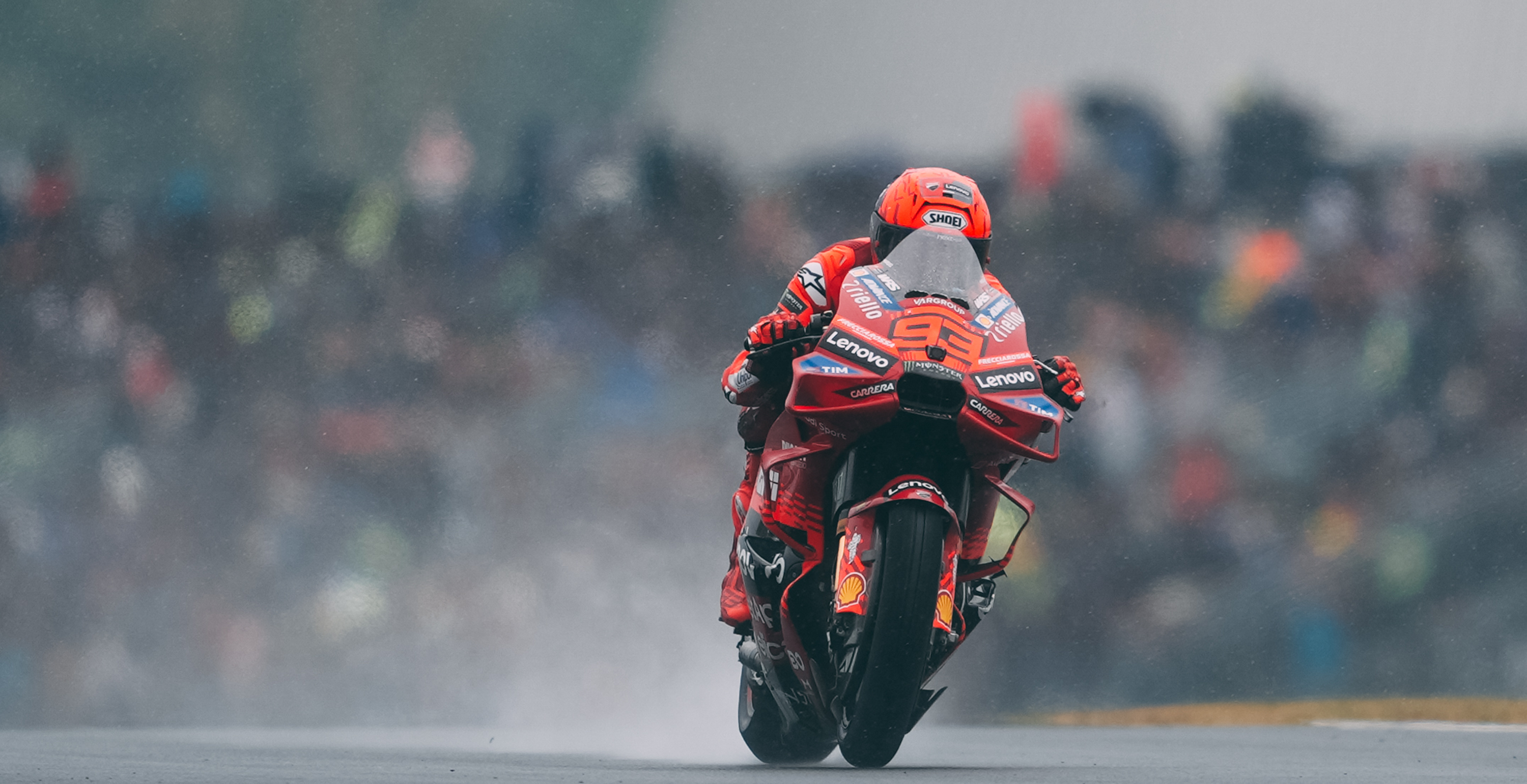 Marc Marquez racing in the rain