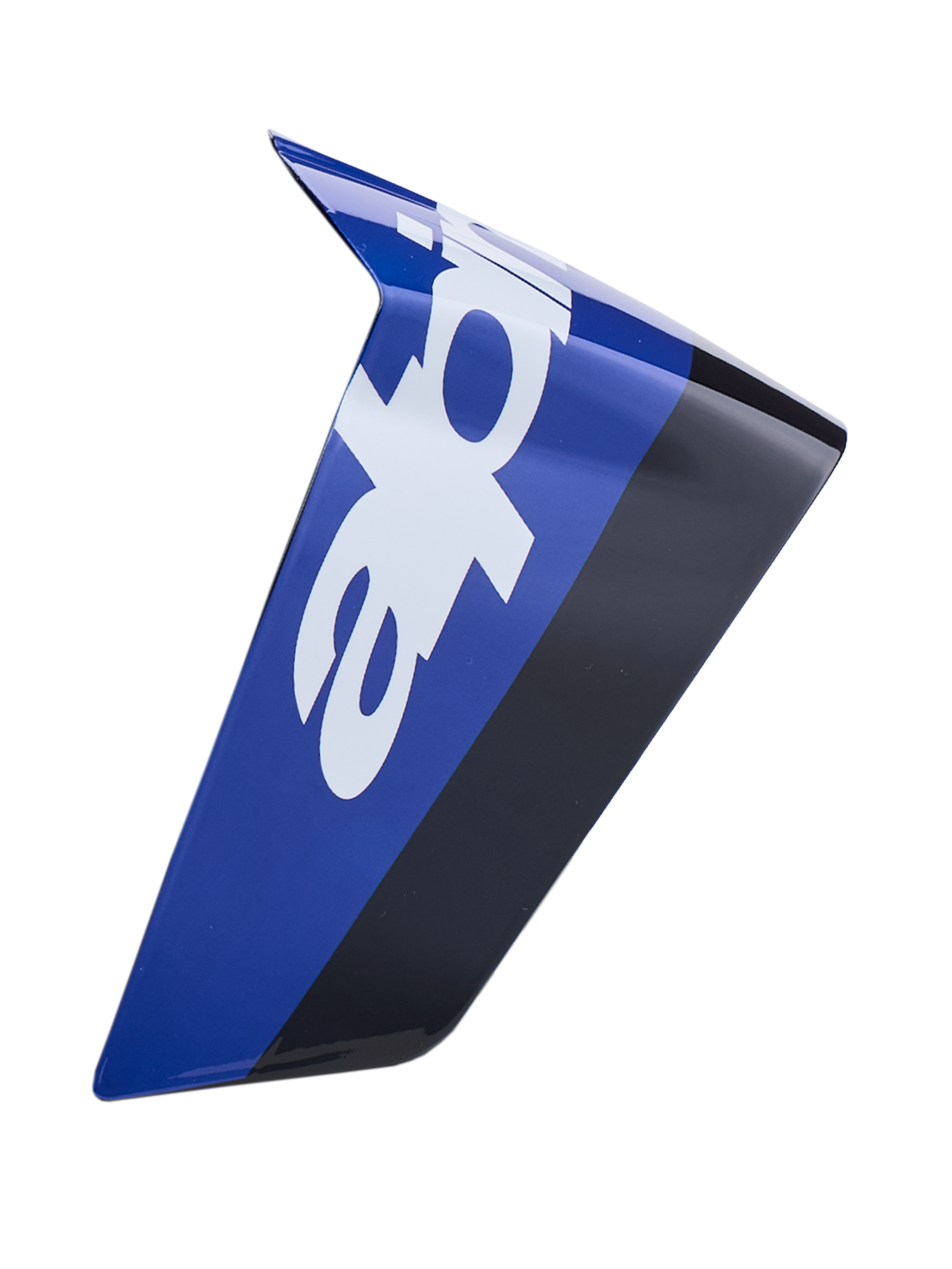 Alpinestars Supertech R10 Arius Race Spoiler, Motorcycle Helmet Aerodynamic Accessory, Blue and Black with White Branding, Glossy Finish, Sharp Angular Design