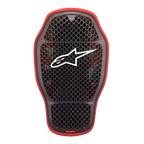 Alpinestars Nucleon KR-1 Cell i Rückenprotektor, Transparent Smoke Rot, schwarze Waben-Zellstruktur mit rotem Außenrand, weißes Alpinestars-Logo, ergonomisch geschwungene Form für belüfteten Motorrad-Rückenschutz