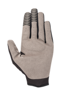 Alpinestars Engine Gloves, Palm View, Grey synthetic suede with black conductive finger stripes, black mesh cuff, mechanics and karting glove detail.