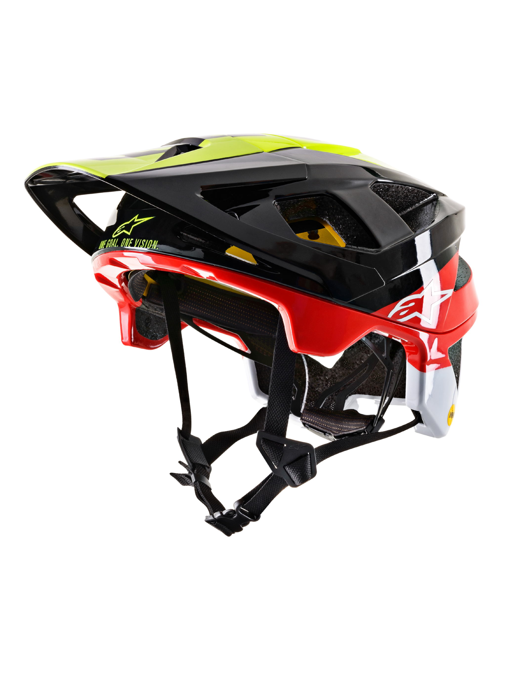 Vector Tech Pilot Helmet CE, MTB Mountain Bike Helmet, Black Red Yellow White, Multiple Vents for Airflow, Adjustable Straps, Glossy Finish, CE Certified, Sleek Sporty Design