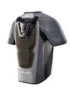 Tech-Air 5 Airbag-System in Dunkelgrau und Schwarz, Rückansicht mit großem Rückenprotektor in Wabenstruktur.