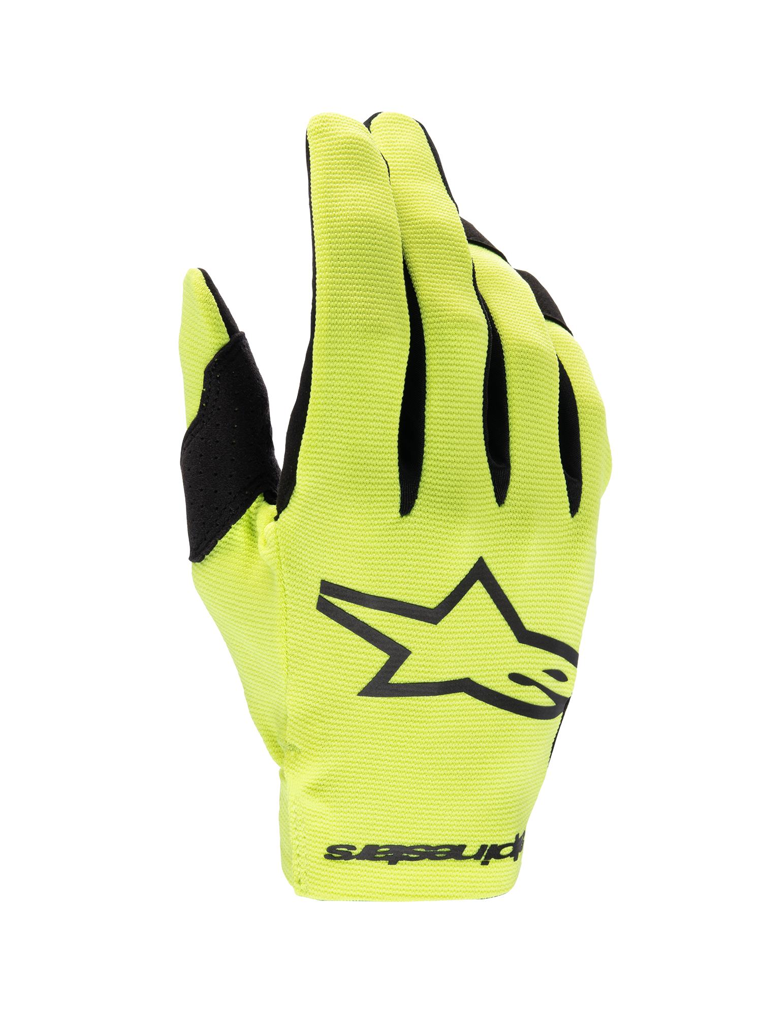 Alpinestars Radar Handschuhe 2025, Motocross-Handschuhe in Gelb Fluo und Schwarz, leichtes Design für Offroad-Einsätze.