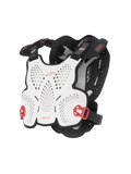 Alpinestars A-1 Roost Guard, Motocross Chest Protector, White and Black with Red accents, perforated hard shell for ventilation, red adjustable side buckles, lightweight body-contoured design for off-road riding