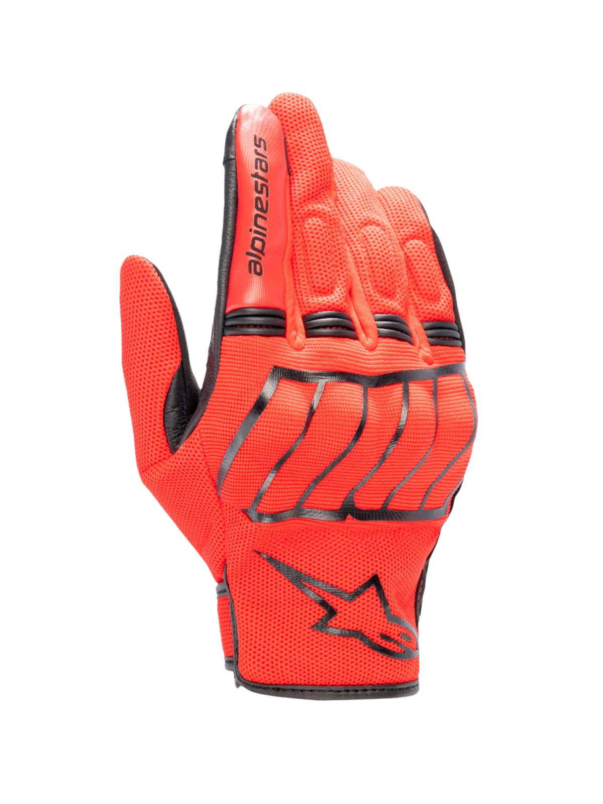 Alpinestars MM 93 Losail V2 Handschuh, Urbaner Motorradhandschuh, Hellrot und Schwarz, atmungsaktive Mesh-Konstruktion mit Hartknöchelschutz, schwarzes Alpinestars-Logo am Handgelenk, kurze Stulpe, gepolsterte Fingerdetails