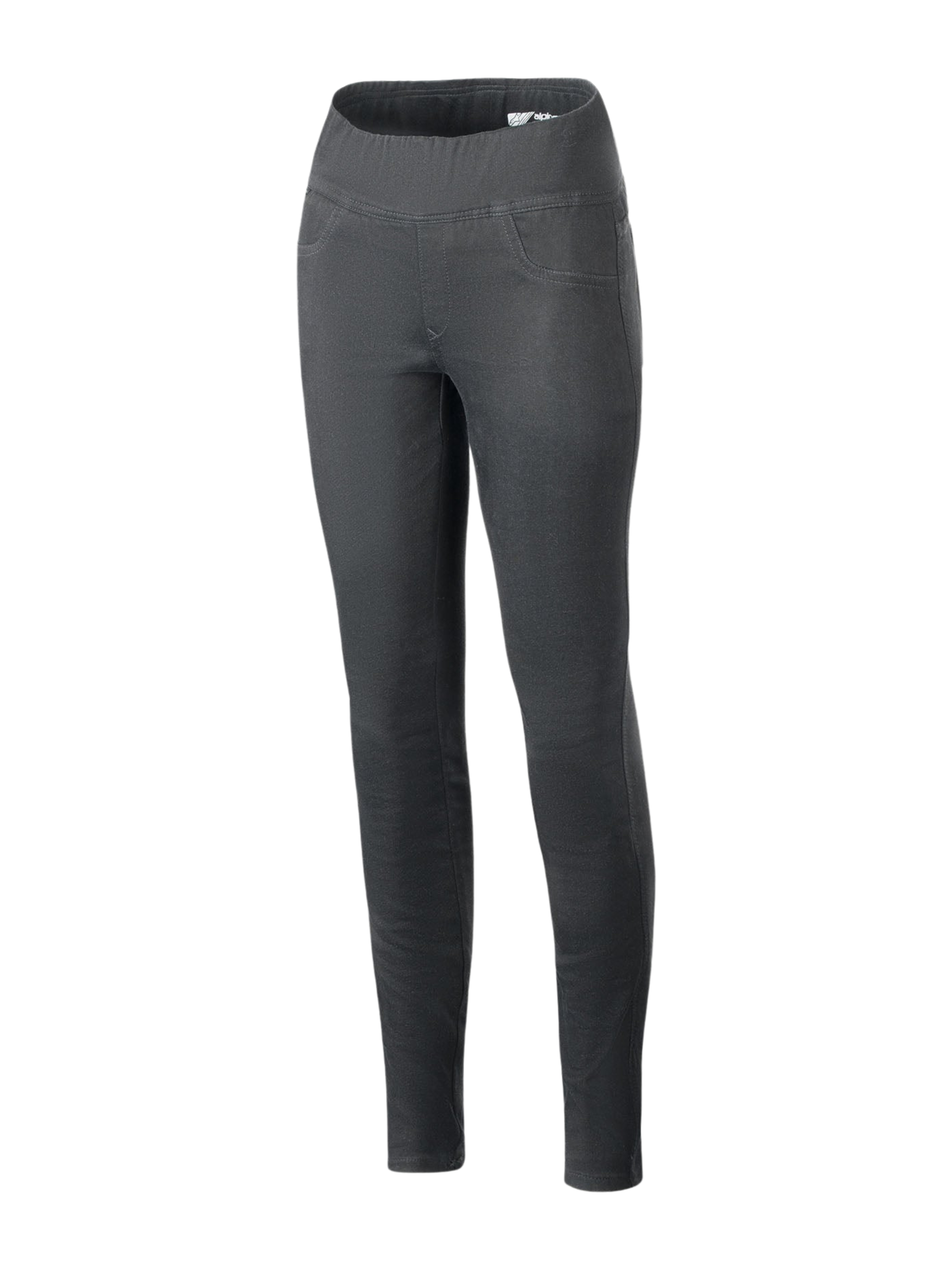 Alpinestars Shuri Damen-Leggings Summer, Schwarz, hoch taillierte Motorrad-Leggings mit schmaler Passform, breitem elastischem Bund, Stretch-Baumwoll-Denim, urbane Motorradhose für Damen