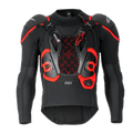 Tech-Air® Off-Road Airbag-System, schwarz-rote Schutzjacke mit hexagonalem Mesh-Brustpanel und gepolsterten Schultern.
