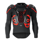 Tech-Air® Off-Road Airbag-System, schwarz-rote Schutzjacke mit hexagonalem Mesh-Brustpanel und gepolsterten Schultern.