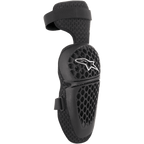 Alpinestars Youth Bionic Plus Knieschützer, Schwarz, Motocross- und Offroad-Schutz, Schale mit Wabenmuster und weißem Stern-Logo, verstellbarer Doppelriemen-Verschluss, 3D-Mesh-Rückseite zur Belüftung