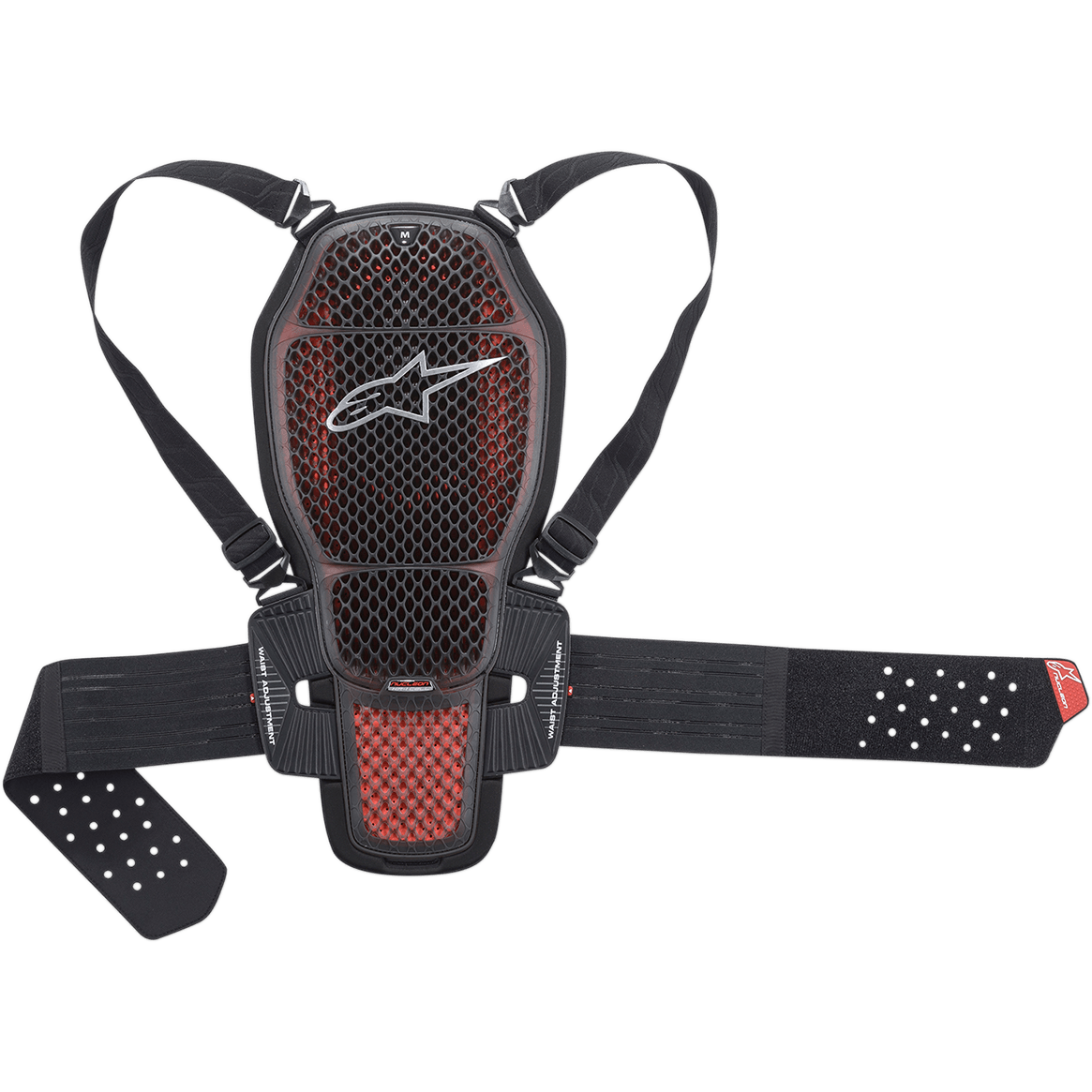Alpinestars Nucleon KR-1 Cell Back Protector, Motorcycle Back Armor, Transparent Smoke and Red, Hard Plastic Lattice Shell, Adjustable Shoulder Straps and Kidney Belt, Breathable Mesh and Bio-Foam Construction