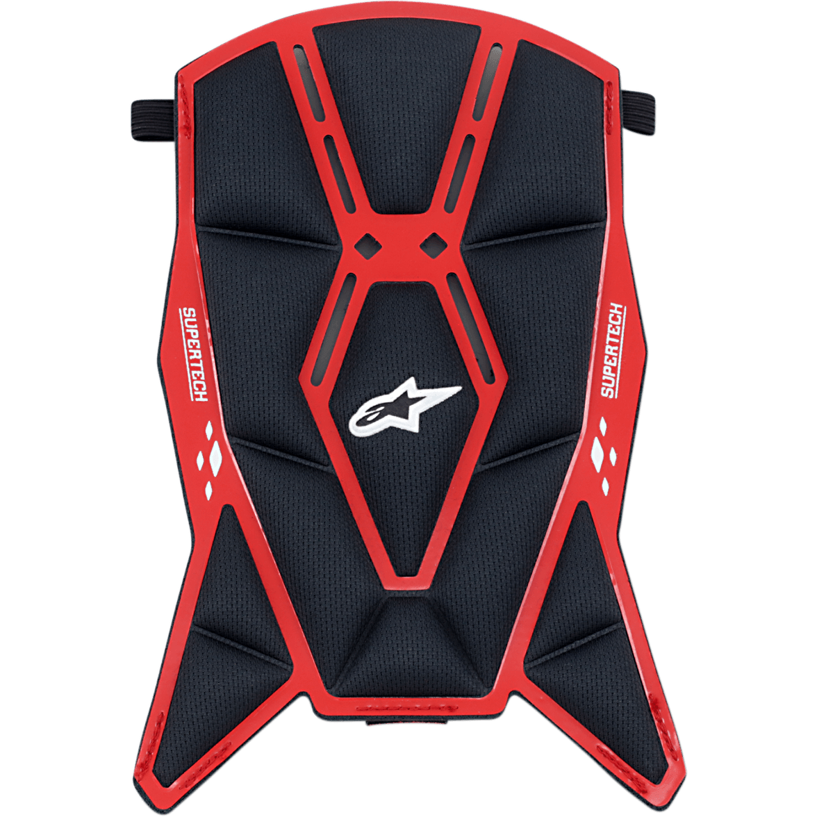 Alpinestars Supertech M10/M8 Helm-Kopfpolster, Ersatz-Helmpolsterung, Schwarz und Rot, gepolsterte Mesh-Konstruktion mit rotem geometrischem Rahmen, weißem Astars-Logo und Supertech-Branding, für erstklassigen Komfort im Motocross-Helminneren