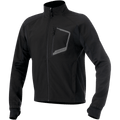 Alpinestars Tech Layer Top, Black Motorcycle Base Layer Jacket, Long Sleeves with seamless Lycra cuffs and thumb loops, High Collar, Vertical zippered chest pocket with reflective gray border and Alpinestars branding, Full-length front zipper, Technical windproof fabric